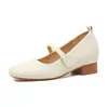 Altura Interior ~ Temperamento Zapatos de Una Capa para Mujer Primavera y Otoño 2024 Nuevo Tacón Grueso Boca Baja Slip-on Falda Suave Zapatos de Leche