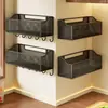 Estante de especias para cocina, instalación sin taladro, caja de almacenamiento para cebolletas, jengibre y ajo, montado en la pared, cesta de pared multifuncional