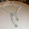 Collar de Flor de Diamante Perla Francés, Moderno, Ligero y Lujoso, Cadena para Clavícula, Accesorios de Joyería de Gama Alta Versátiles de Nicho