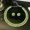 Juego de Collar y Aretes Geométricos de Lujo Ligero con Incrustaciones de Diamantes Estilo Corte Vintage Cadena para Clavícula Collar Choker de Moda Cadena para Mujer