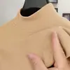 Camiseta térmica de fleece masculina com gola semimédia, nova camiseta estampada de manga longa quente para outono e inverno, roupa de cima masculina, moletom