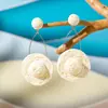 Pendientes de Aro Exagerados Únicos de Rafia, Pendientes Largos Estilo Vacaciones, Joyería Transfronteriza de Primavera, Venta al por Mayor de Pendientes