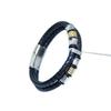 Europa y Estados Unidos pulsera de joyería de venta caliente de acero de titanio tejido de cuero pulsera de cuero de personalidad para hombre de acero inoxidable fabricantes mayoristas T127