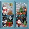 Decoraciones Festivas de Papá Noel Pegatinas Electrostáticas para Puertas de Vidrio Ventana Hombre de Jengibre Copo de Nieve Pingüino Regalo Oso Blanco
