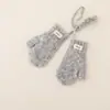 Cachecol de tricô liso, conjunto de luvas e cachecol de outono e inverno para crianças, meninos e meninas, luvas de pendurar no pescoço, cachecol grosso e quente