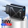 Cargador de teléfono móvil de carga rápida doble de 58 W 2PD + USB QC3.0 carga rápida regulaciones europeas regulaciones americanas regulaciones británicas regulaciones coreanas regulaciones australianas venta al por mayor