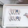 Nai Zi Unhas Vestíveis Feitas à Mão Nova Coleção Primavera/Verão Azul Gelo Transparente Diamante Elegante de Alto Padrão Gelo Transparente Tridimensional Olho de Gato Adesivos para Unhas