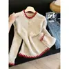 Suéter de punto con bloques de color estilo coreano, que estiliza la figura, cuello semiabierto, jersey, nueva colección otoño 2026, suave y cómodo, manga raglán