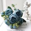 5 Peônias Pequenas, Buquês Pequenos Coreanos, 5 Rosas Philopos, Flores Artificiais, Buquês de Rosas para Casamento em Casa