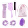 Venta caliente transfronteriza Traje de pelo morado Peine en forma de V peine para el pelo sin enredos Peine de huevo anillo para el pelo botella de spray