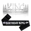 Rey de Cumpleaños Transfronterizo Carta Corona Redonda Grande Negra Corona para el Cabello Suministros de Cumpleaños para Niños Europeos y Americanos