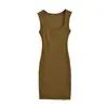 Vestido justo bodycon sem mangas com decote quadrado puramente sedutor, saia curta, novo vestido regata de cor sólida slim-fit de verão para mulheres