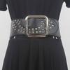 Cinturón de Remaches Europeo y Americano de Alta Gama para Verano, Combinable con Todo, Elástico, Decorativo, Cubre Cintura para Camisa/Falda, Ancho para Mujer