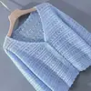 Cárdigan de Punto de Seda de Hielo de Verano para Mujer, Suelto Estilo Coreano Delgado de Manga Larga Corto Calado Ropa Chal Exterior de Protección Solar