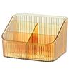 Caja de almacenamiento de maquillaje de plástico transparente a rayas, caja de almacenamiento con compartimentos de moda simple, caja de almacenamiento de escritorio para oficina al por mayor