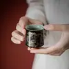 Taza Maestra de Cerámica Negra Dorada Moji Taza de Té Principal Pintada a Mano Longteng Taza de Té Individual para el Hogar para Hombres