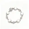 Pulseira Europeia e Americana de Luxo Leve com Pérolas e Diamantes Incrustados Tendência de Personalidade Hip Hop Unissex Toque de Alto Padrão Joias de Mão Venda por Atacado