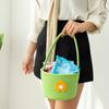 Bolsa Tejida de Algodón con Flores Frescas Pequeñas Cesta de Mano Gran Capacidad Bolsa para el Almuerzo Paja Color Sólido para Mujer Otoño e Invierno Cesta Hecha a Mano