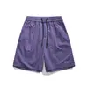 Pantalones Cortos Morados Dopamina para Hombre, de Verano Estilo Americano de Secado Rápido Transpirables Casuales, Rectos de Pierna Ancha de Seda de Hielo para Playa