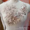 Vestido de Noite de Organza Marrom e Branco com Aplique Tridimensional Bordado com Contas Renda Bordado Lantejoulas