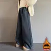 Jeans de inverno para meninas 2026 novo jeans casual estilo coreano de perna larga para meninas mais velhas com forro de fleece e tecido espesso