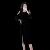Comercio exterior mujeres trece líneas calidad nuevo resistente adelgazante cintura temperamento terciopelo lujo ligero alta gama elegante vestido