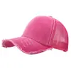 Boné de cinco painéis com borda rasgada desgastada e lavada transfronteiriço, com tela, para homens e mulheres, boné de beisebol retrô com aba de pato respirável, bordado de LOGO personalizado