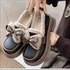 Zapatos de cuero para mujer estilo japonés que aumentan la altura, nueva colección de invierno 2026, con forro de felpa, detalle de lazo, suela de plataforma, estilo Mary Jane francés, zapatos de algodón