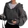 Outono 2026 Novo Roupas Femininas Transfronteiriças Europeias e Americanas Design Simples Sensação de Estilo Casual Jaqueta Moletom com Capuz e Zíper