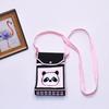 Bolso para teléfono móvil de estilo coreano con diseño de panda pequeño, bandolera de punto, bolso de mano con solapa, bolso informal para salir