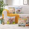 Juego de Cuatro Fundas de Almohada de Lino con Tema Floral de Primavera Amazon Comercio Exterior Fundas de Almohada Transfronterizas Decoración de Sofá