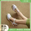 Sandalias de Paja con Cuña de Piel de Vaca de Primera Capa Sandalias Romanas de Tacón Alto de Microfibra Pedidos Europeos y Americanos Punta Redonda Otros