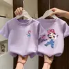 2026 Camisetas de Algodón Puro de Manga Corta para Niñas Kidsren Tallas Mediana y Grande Camisetas de Manga Corta Cuello Redondo Ropa de Verano para Niñas