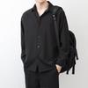 Camisa de Cor Sólida Manga Longa Moda Tendência Harajuku Primavera Literária Novo Padrão Masculina Manga Longa Cor Sólida Manga Longa Masculina