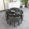 Juego de Mesa Redonda Pequeña Casual para Café con Cuatro Sillas para Recepción de Tienda de Té de Leche, Reuniones en Apartamentos Pequeños y Uso en Oficina
