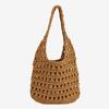 Bolso informal de algodón tejido de color liso, nuevo bolso de hombro con red hueca, bolso playero para vacaciones en la playa, bolso para mujer que combina con todo.