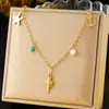 Moda transfronteriza simple versátil suave estrella de mar ancla caracola colgante accesorios cadena collar de acero inoxidable