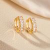 Aretes Pequeños de Moda de Estilo Coreano Dorados Latón Incrustado con Zircón Elegantes Lindos Aretes de Hada Pequeña Aretes Ins