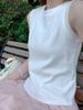 Camiseta sin mangas gris lisa de cuello redondo simple para mujer 2026 Verano Versátil Minimalista Ajustada sin mangas