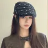 Gorra de Visera Rayas Estrellas Estilo Retro para Mujer Primavera Otoño Moda Cara al Descubierto Gorra de Periodista Diaria Gorra de Artista Pintor Sensación de Alta Gama