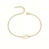 Pulseira Minimalista de Aço Inoxidável Transfronteiriça com Letras de Ouro Real, 26 Letras Inglesas A-Z, Unissex, Venda Direta do Fabricante