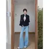 Cárdigan de punto retro con cremallera estilo coreano para mujer, adecuado para primavera, otoño e invierno, con cuello alto, corte holgado, longitud corta, top tipo chaqueta suéter suave y versátil