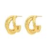 Aretes personalizados de acero inoxidable con patrón de piel de serpiente de tres líneas chapados en oro para mujer, aretes de nicho versátiles, acero inoxidable, joyería nueva
