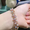 Pulsera de Ópalo Naturalmente Pura con una Piedra Principal de Color Fuego Completo, 3*4mm, Plata S925, Finamente Elaborada con Ópalo Natural