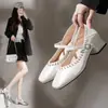 Zapatos Mary Jane de estilo retro francés para mujer, nuevo modelo 2026, punta cuadrada, corte bajo, correa única, tacón grueso, zapatos ligeros para bodas