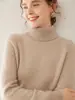 Suéter de cashmere de gola alta para mulheres, pulôver, cor sólida, malha de cor pura dupla camada espessada, suéter base tricotado