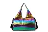 Bolso de Fitness para Mujer de Moda Brillo Láser Impermeable Bolso de Mano Gran Capacidad Hombro Cruzado Nylon Bolsa de Equipaje Bolsa de Almacenamiento