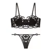 Lencería Sexy de Encaje de Venta Caliente en Comercio Exterior Transfronterizo, Conjunto de Sujetador de Malla Fina para Mujeres que Minimiza los Bustos Grandes y Recoge los Senos Laterales