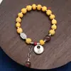 Plata de Ley Xiangyun Tubo Curvo Tubo Redondo Pulsera de Jade de Cera de Abeja Retro Viejo Plata 3D Cuentas de Melón Pulsera de Tubo de Plata Pulsera