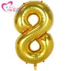 Balão de Filme de Alumínio 40 Polegadas Digital 0-9 Edição Fina Dourado Prata Balão de Folha de Alumínio Decoração de Festa de Aniversário de Bebê